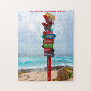 Destination Sign Post Cozumel Beach Mexiko. Jigsaw Puzzle