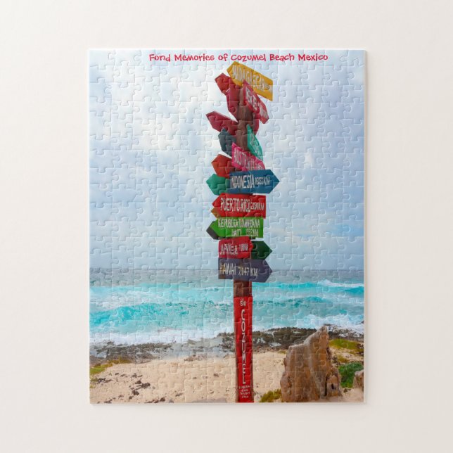 Destination Sign Post Cozumel Beach Mexiko. Jigsaw Puzzle (Vertikal)
