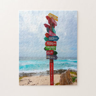 Destination Sign Post Cozumel Beach Mexiko. Puzzle