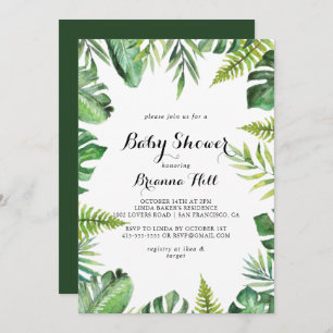 Destination Tropical Greenery Baby Shower Einladung