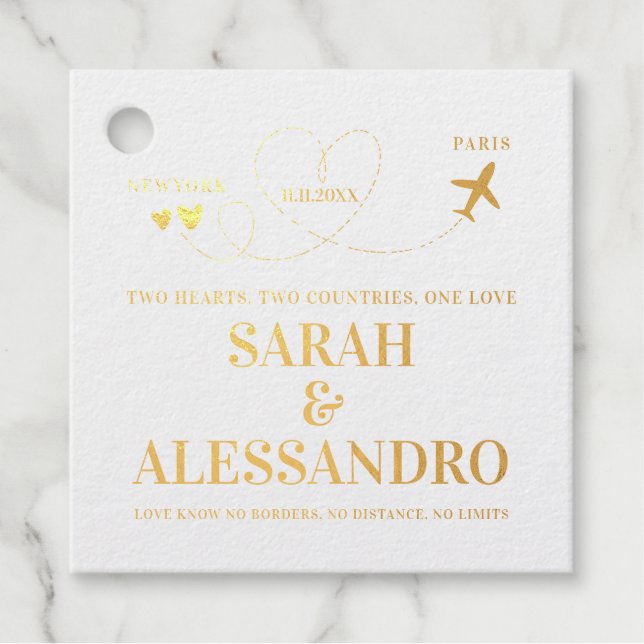 Destination Wedding | Airplane Heart Geschenkanhänger (Vorderseite)