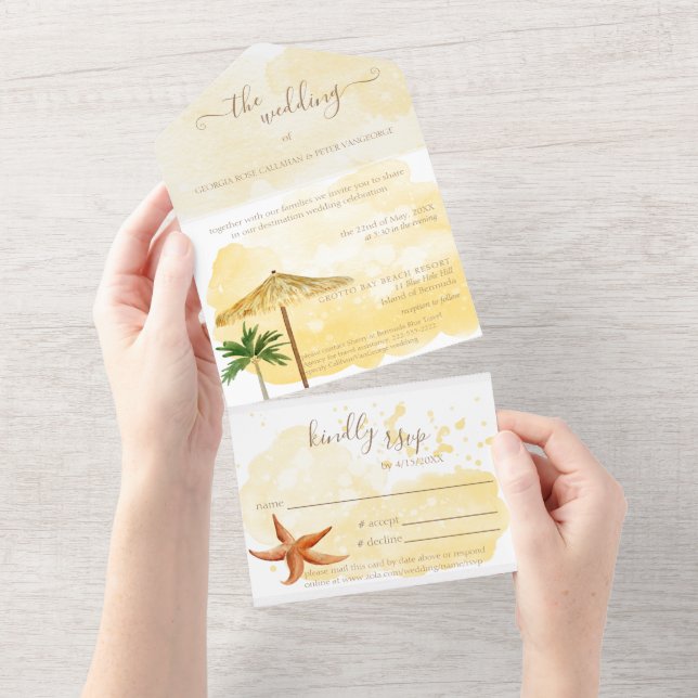 Destination Wedding All in One Wedding Invitation Einladung (Abreißen)