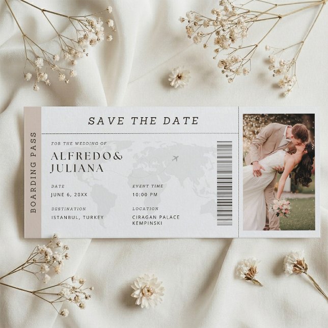 Destination Wedding Boarding Pass Plane Invitation Save The Date (Von Creator hochgeladen)