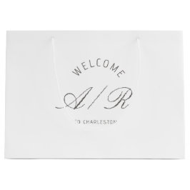 Destination Wedding Monogram White Welcome Bag Große Geschenktüte