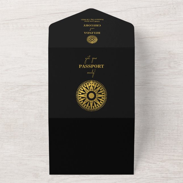 Destination Wedding Passport Compass Wedding  All In One Einladung (Außenbereich)