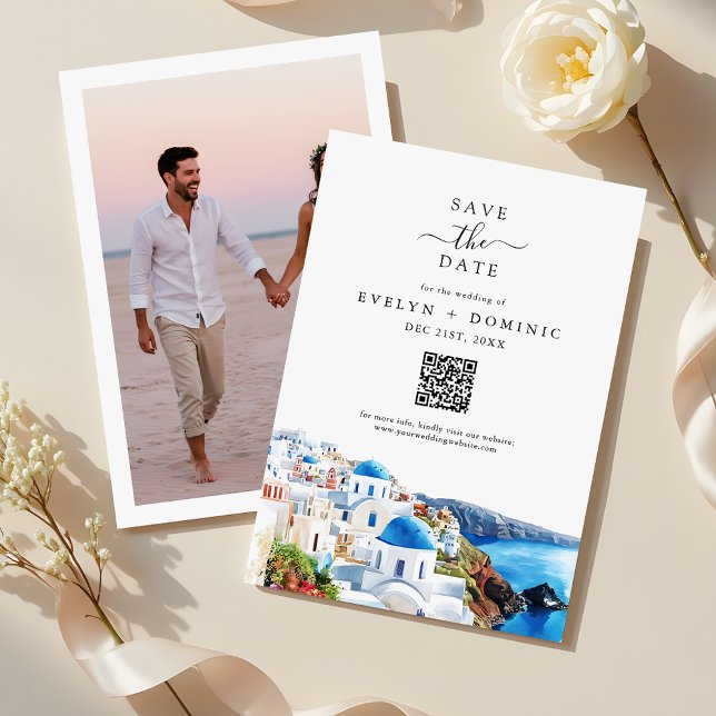 Destination Wedding QR Code Modern Photo Save The Date (Von Creator hochgeladen)