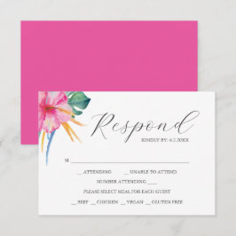 Destination Wedding RSVP Cards Vibrant Pink Karte