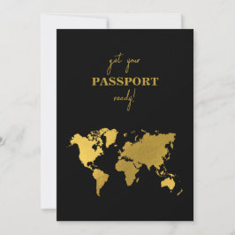 Destination Wedding World Passport Black Gold Save The Date