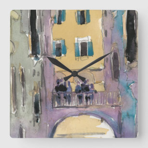 Destinations   Venice Canal Bridge View Quadratische Wanduhr