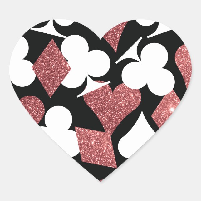 Destiny Las Vegas Heart Sticker Rose Gold Glitzer (Vorderseite)