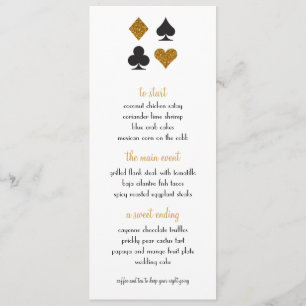 Destiny Las Vegas Wedding Menu Imitate Gold Glitze Menükarte