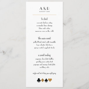 Destiny Las Vegas Wedding Menu Imitate Gold Glitze Menükarte