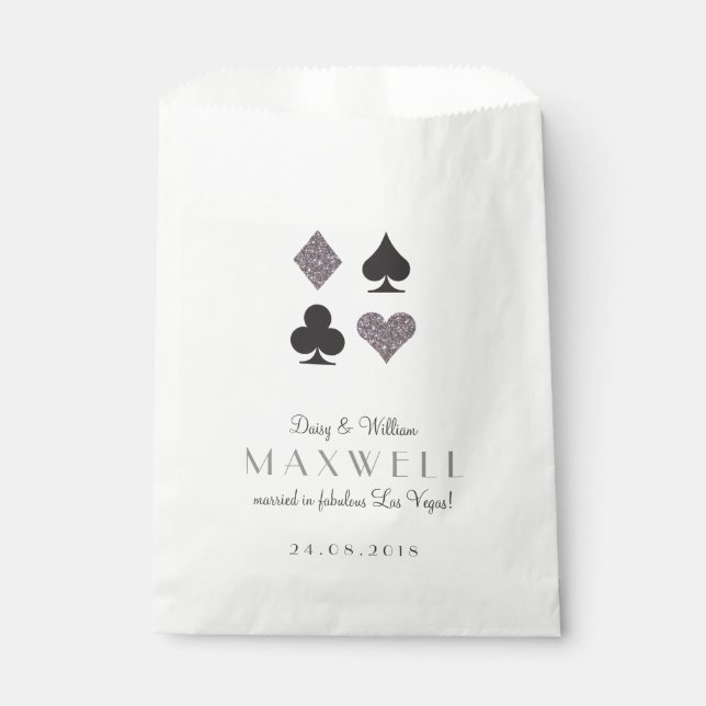 Destiny Las Vegas Wedding Silver Glitzer Fvor Bag Geschenktütchen (Vorderseite)