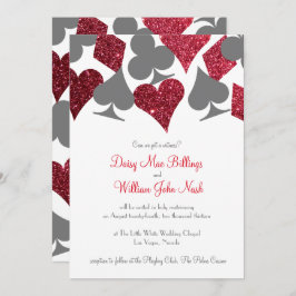 Destiny Vegas Red and Gray Imitats Glitzer Wedding Einladung
