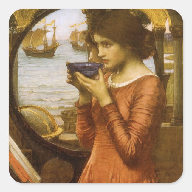 Destiny von John William Waterhouse Quadratischer Aufkleber (Vorderseite)
