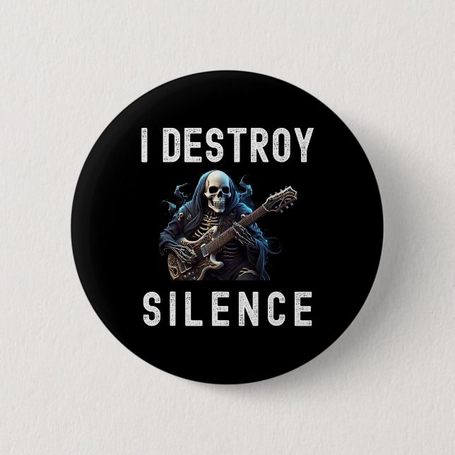 Destroy Silence Ghost Guitar Funny Guitar Button (Vorderseite)