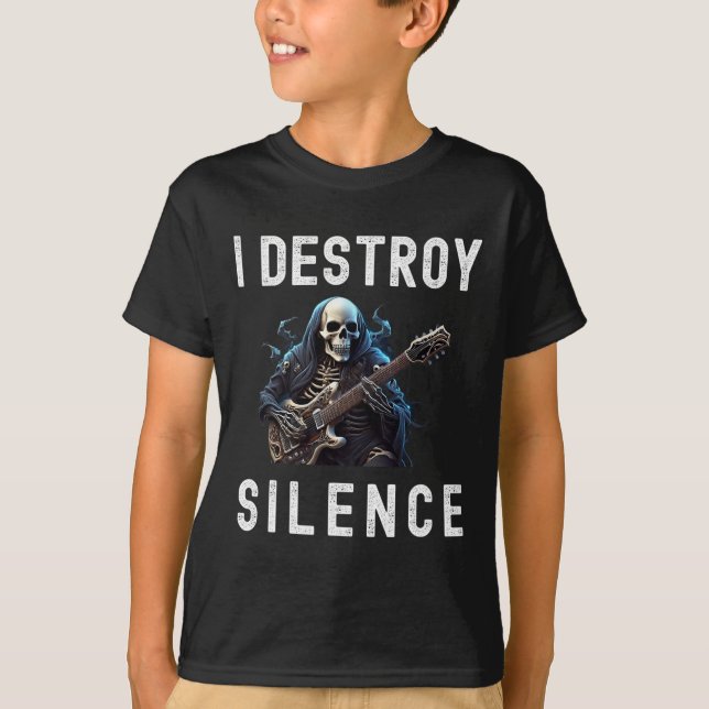 Destroy Silence Ghost Guitar Funny Guitar T-Shirt (Vorderseite)