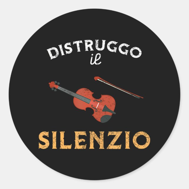 Destroy Silence Violin Set Runder Aufkleber (Vorderseite)
