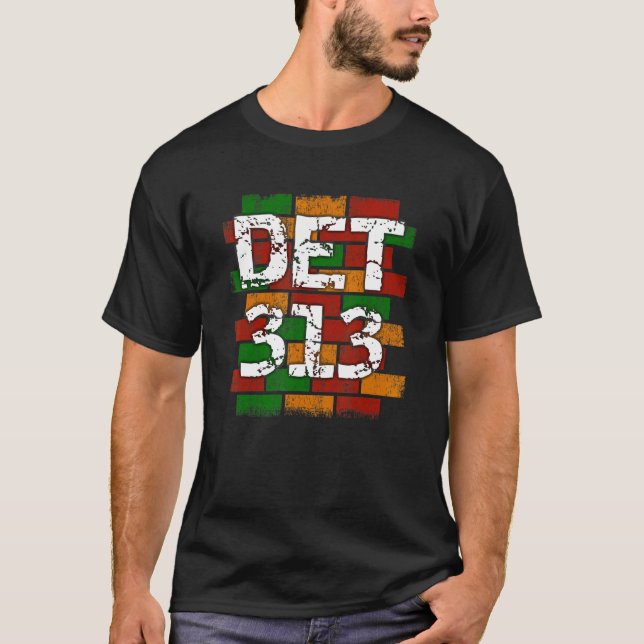 DET 313 Detroit Area Code Graffiti T-Shirt (Vorderseite)