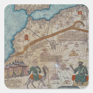 Detail aus dem katalanischen Atlas, 1375 Quadratischer Aufkleber