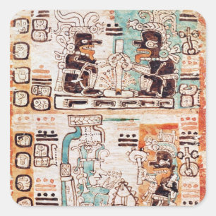 Detail aus einem Maya-Codex Quadratischer Aufkleber