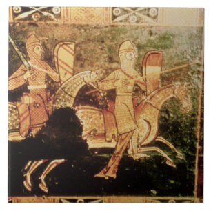 Detail aus einer Hochzeitskiste, die Soldaten-Ki d Fliese