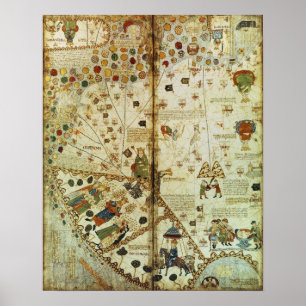 Detail aus einer katalanischen Weltkarte Poster