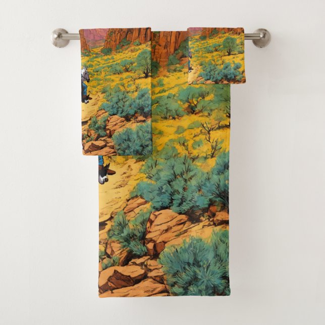 Detail Cowboy Art | Kupfer Canyon Scene Badhandtuch Set (Insitu)