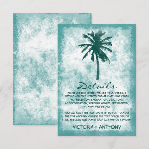 Detail der Hochzeiten im tropischen Palm Tree Beac Begleitkarte