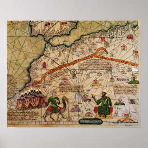 Detail der Kopie einer katalanischen Karte Europas Poster