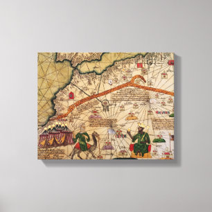 Detail der Kopie einer katalanischen Karte von Leinwanddruck
