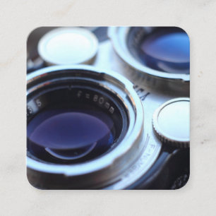 Detail der Vintagen TLR-Kamera Quadratische Visitenkarte