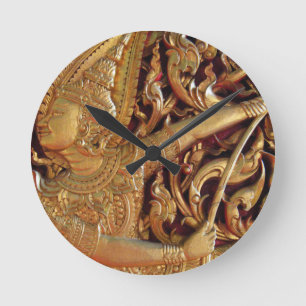 Detail des thailändisch-buddhistischen Tempels Runde Wanduhr