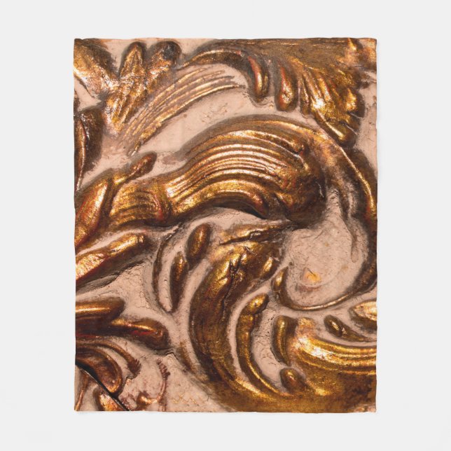 Detail des Zierbildes, Bronzefarben.  Fleecedecke (Vorderseite)