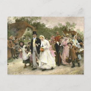 Detail einer Dorfhochzeit von Luke Fildes Postkarte