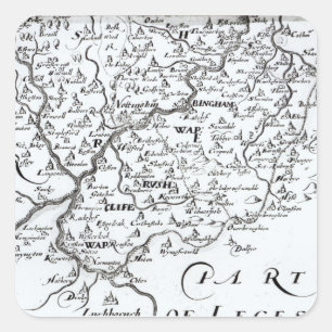 Detail einer Karte des Landkreises von Quadratischer Aufkleber