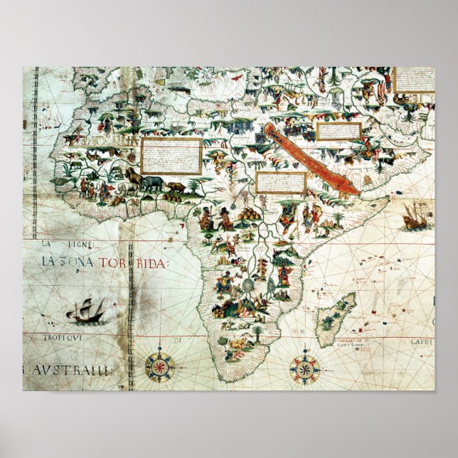 Detail einer Weltkarte mit Afrika Poster (Vorne)