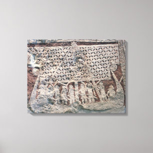 Detail eines Bildsteins, der Viking darstellt Leinwanddruck