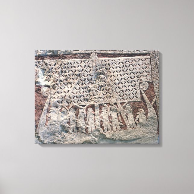 Detail eines Bildsteins mit einem Wikinger Leinwanddruck (Vorderseite)