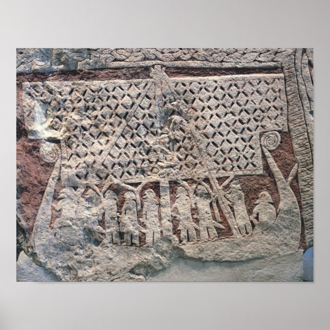 Detail eines Bildsteins mit einem Wikinger Poster (Vorne)