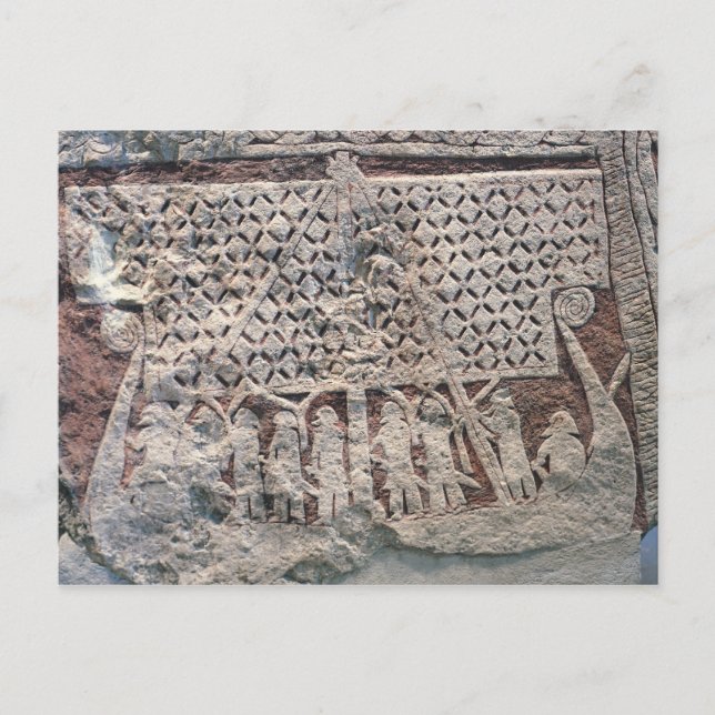 Detail eines Bildsteins mit einem Wikinger Postkarte (Vorderseite)