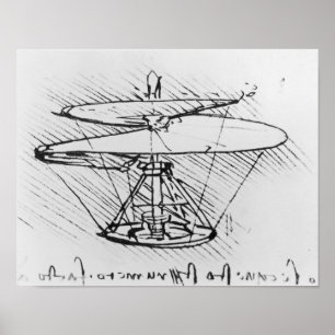 Detail eines Entwurfs für eine Flugmaschine, c.148 Poster