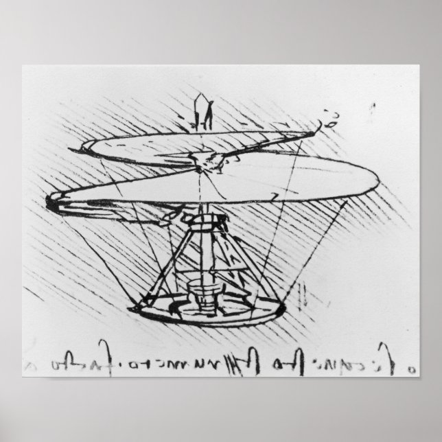 Detail eines Entwurfs für eine Flugmaschine, c.148 Poster (Vorne)