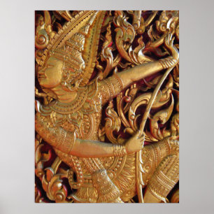 Detail eines thailändischen buddhistischen Tempels Poster