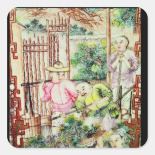 Detail eines Vase mit den Männern, die Quadratischer Aufkleber