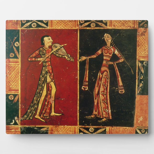 Detail from a wedding chest depicting a musician a fotoplatte (Vorderseite)