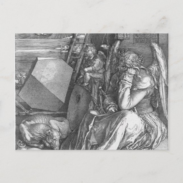 Detail Melancholia I von Albrecht Dürer (1514) Postkarte (Vorderseite)