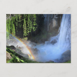 Detail: Vernal Fall Hiker und Regenbogen - Yosemit Postkarte