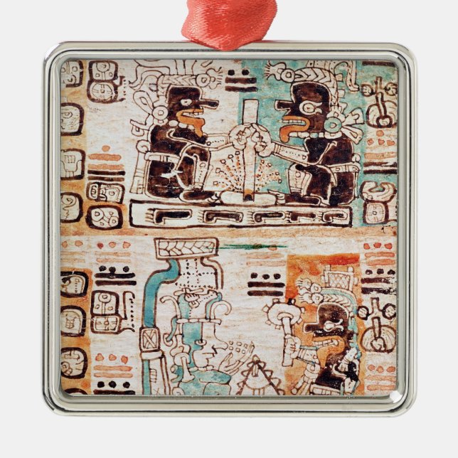 Detail von einem Mayakodex Ornament Aus Metall (Vorne)