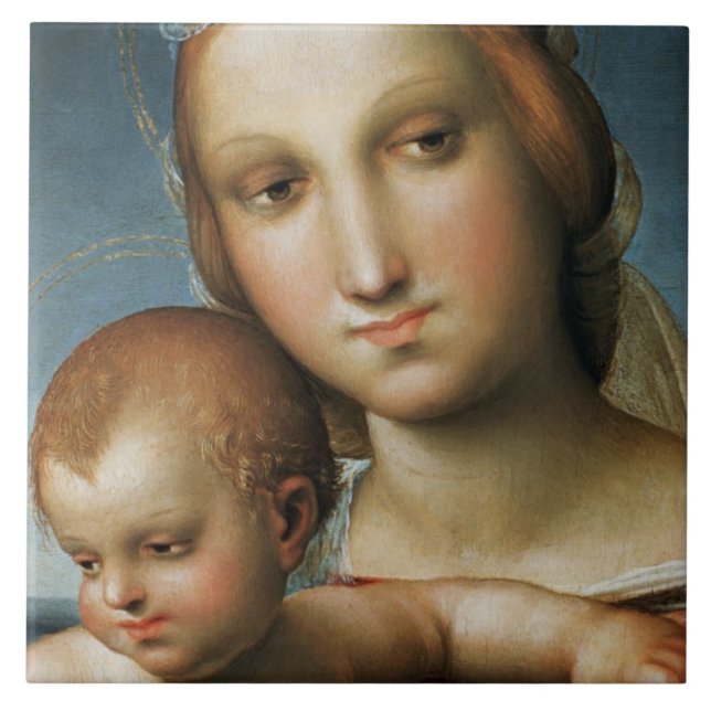 Detail von <Virgin and Child> Zugeschrieben Rapha Fliese (Vorderseite)